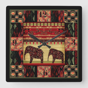 Relógio Quadrado Retalhos africanos