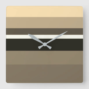 Relógio Quadrado Retângulos Horizontais Monocromáticos da Sepia M