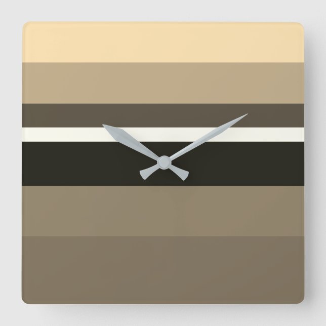 Relógio Quadrado Retângulos Horizontais Monocromáticos da Sepia Mod (Frente)