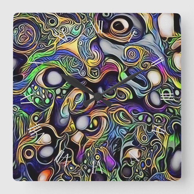 Relógio Quadrado retrato abstrato (Frente)