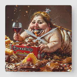 Relógio Quadrado Retrato Colorido "Rainha do Decaimento Glutônico"