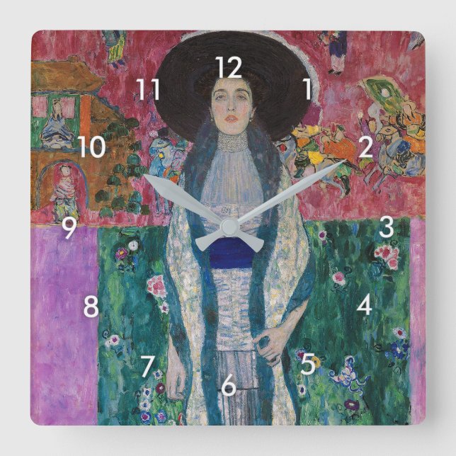 Relógio Quadrado Retrato de Adele Bloch Bauer, Gustav Klimt (Frente)