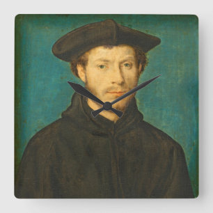 Relógio Quadrado Retrato de um homem, C. 1536 - 40 (óleo na noz)