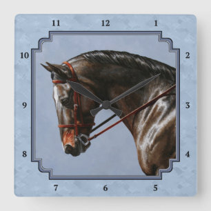 Relógio Quadrado Retrato do Cavalo de Brown Bay Oldenburg