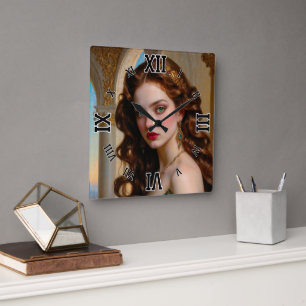 Relógio Quadrado Retrato Encantador do Emerald Empress