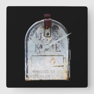 Relógio Quadrado Retrato Rustic Mailbox