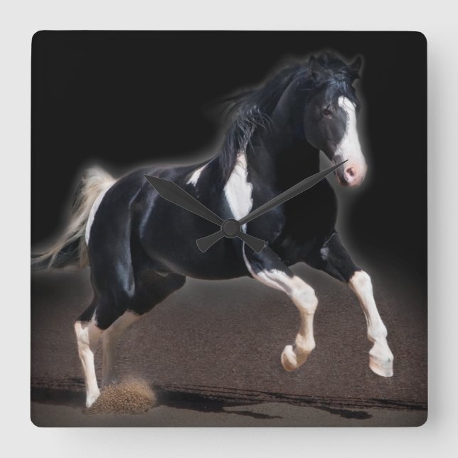 Relógio Quadrado Retrato VIII de Cavalo (Frente)