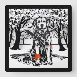 Relógio Quadrado Retriever de Ouro GLOBAL TRANQUIL