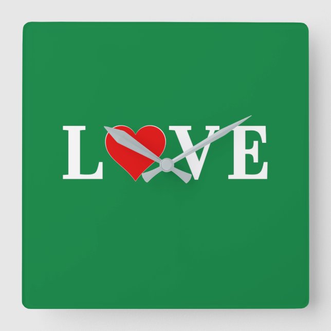 Relógio Quadrado Retro Clássico do Green LOVE (Frente)