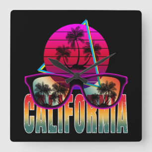 Relógio Quadrado retrô da Califórnia nos anos 80