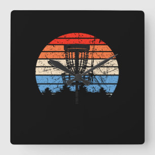 Relógio Quadrado Retro de Golfe em Disco de Golfe Frisbee