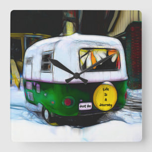 Relógio Quadrado Retro Hippie Life É Uma Viagem Apenas Vá Camper