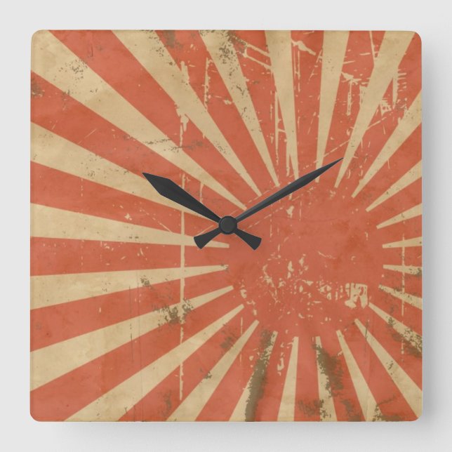 Relógio Quadrado Retro Rising Sun Wallclock (Frente)