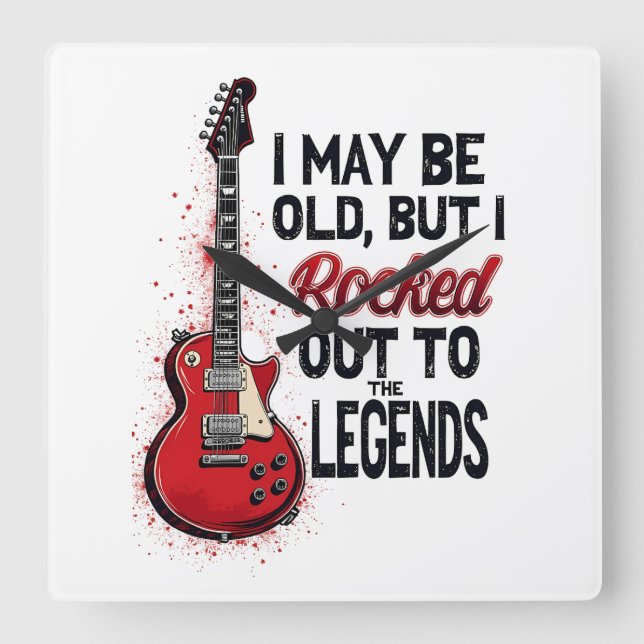 Relógio Quadrado Retro Rock Guitar Classic Music Nostalgia Design (Frente)