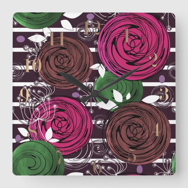 Relógio Quadrado Retro, rústico, pessoal (Frente)