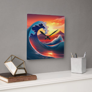 Relógio Quadrado Retrorização da onda do Excelente desligada