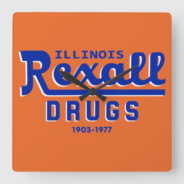 Relógio Quadrado Rexall Drug of Illinois - 1903-1977 (Frente)