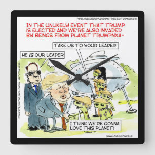 Relógio Quadrado Rick Londres Funny Planet Trump Square Wall Clock