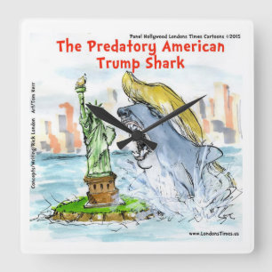 Relógio Quadrado Rick Londres Funny Trump Shark Square Wall Clock