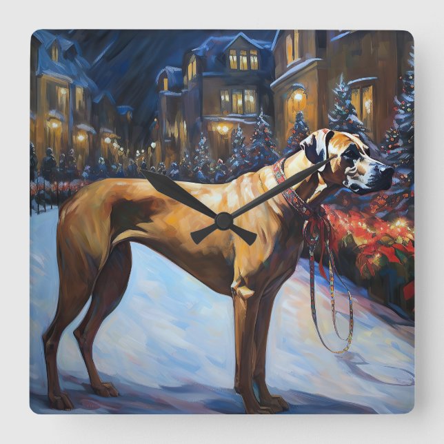 Relógio Quadrado Ridgeback natalino Rhodesian (Frente)