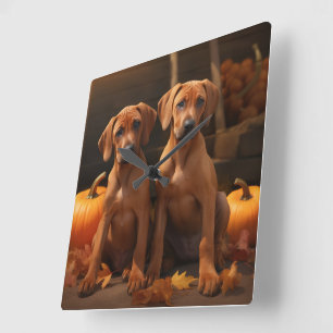 Relógio Quadrado Ridgeback Ridgeback Puppy Autumn Delight Pumpkin