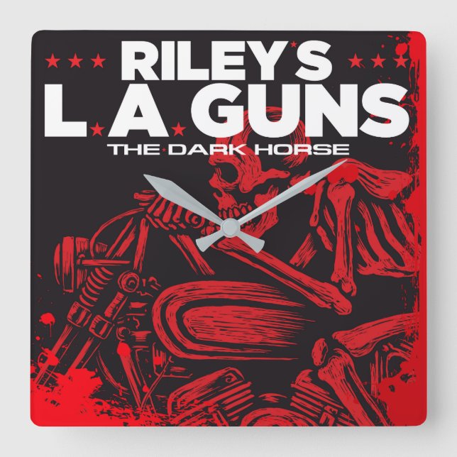 Relógio Quadrado Riley's L.A.GUNS Black Vinyl Cobrir Art (Frente)