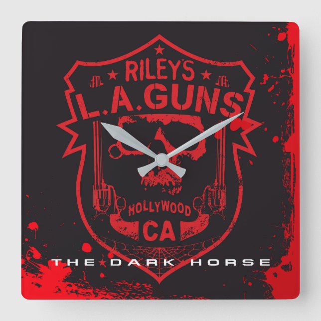 Relógio Quadrado Riley's L.A.GUNS Red & Black Marble Vinyl Art (Frente)