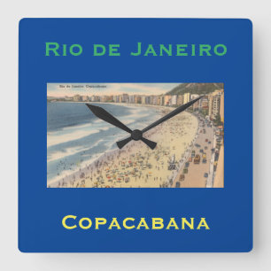 Relógio Quadrado Rio de Janeiro, Vintage Copacabana Beach, Brasil