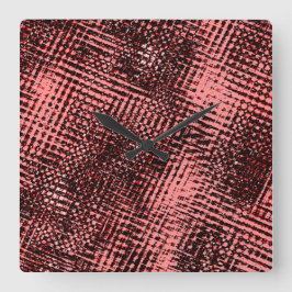 Relógio Quadrado Riscos cruzados e borões na cor pêsseg ou salmão