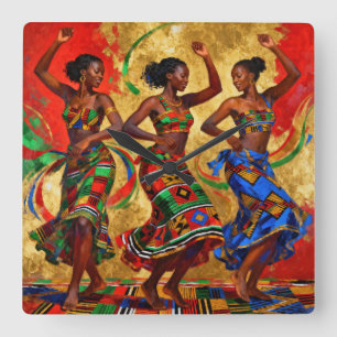 Relógio Quadrado Ritmos em Cor – Celebração da História Negra