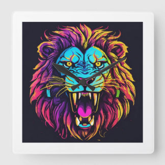 Relógio Quadrado "Roaring Majestade Tiger Face Wall Clock"