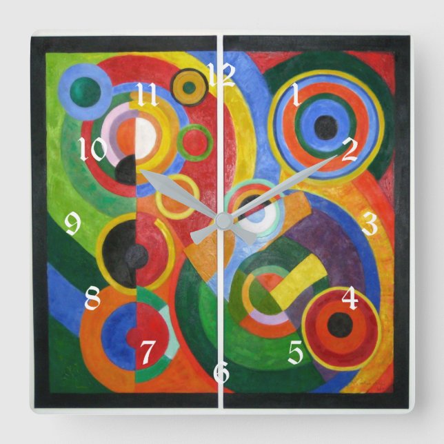 Relógio Quadrado Robert Delaunay: Ritmo, trabalho de arte colorido (Frente)