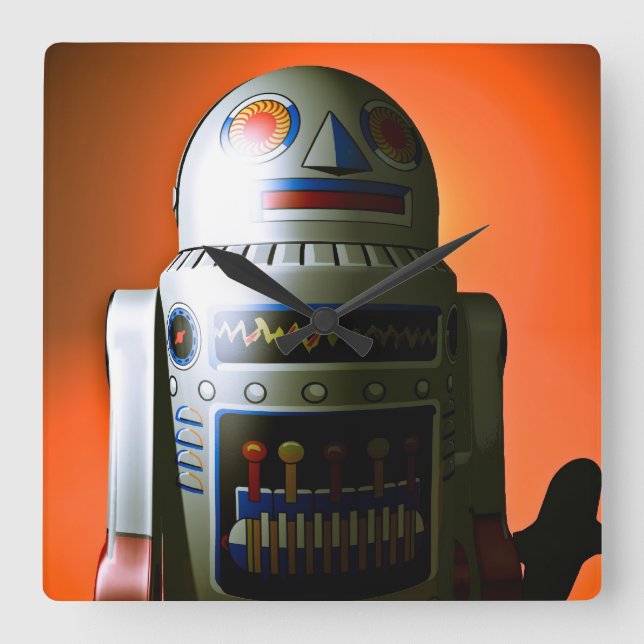 Relógio Quadrado Robô de brinquedo recortado 02 (Frente)