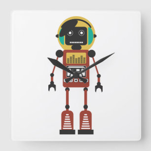 Relógio Quadrado Robô de rádio retrô