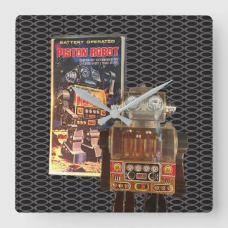 Relógio Quadrado Robô do pistão - pulso de disparo de parede retro