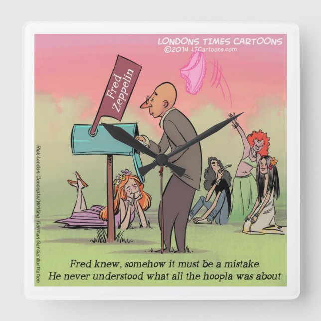 Relógio Quadrado Rock And Roll Fred Funny (Frente)