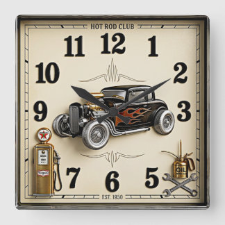 Relógio Quadrado Rockabilly hot rod