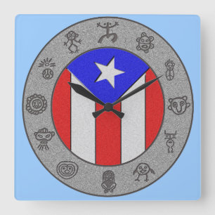 Relógio Quadrado Roda de Taino