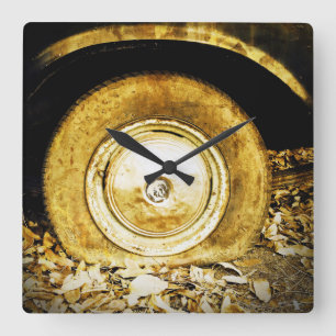 Relógio Quadrado Roda velha do vintage do carro clássico