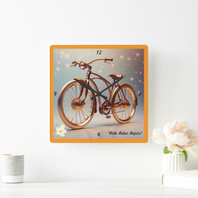 Relógio Quadrado "Rodas Vintage" (Lar)