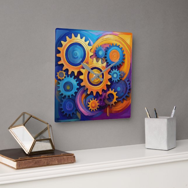 Relógio Quadrado Rodas vivas (Escritório)