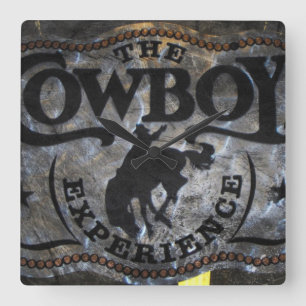 Relógio Quadrado Rodeio primitivo do vaqueiro do cavalo do país