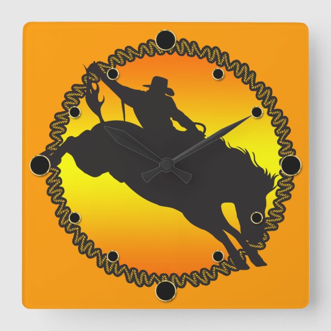 Relógio Quadrado Rodeo Sunset Wall Clock (Frente)