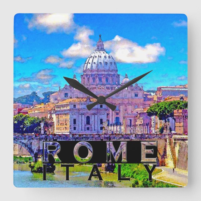 Relógio Quadrado Roma (Frente)