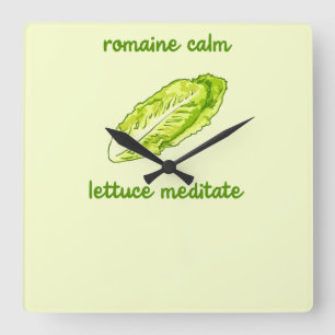 Relógio Quadrado "Romaine Calm - Meditação de Alface"