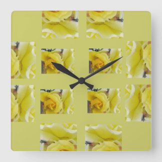 Relógio Quadrado Rosa amarela-relógio