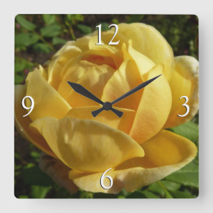 Relógio Quadrado Rosa Amarelo