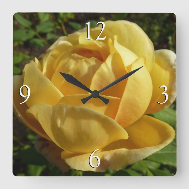 Relógio Quadrado Rosa Amarelo (Frente)
