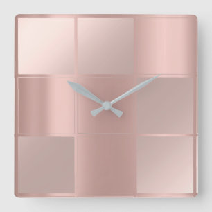 Relógio Quadrado Rosa da geometria do quadrado de um minimalismo de