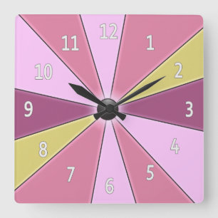 Relógio Quadrado Rosa da roda de cor